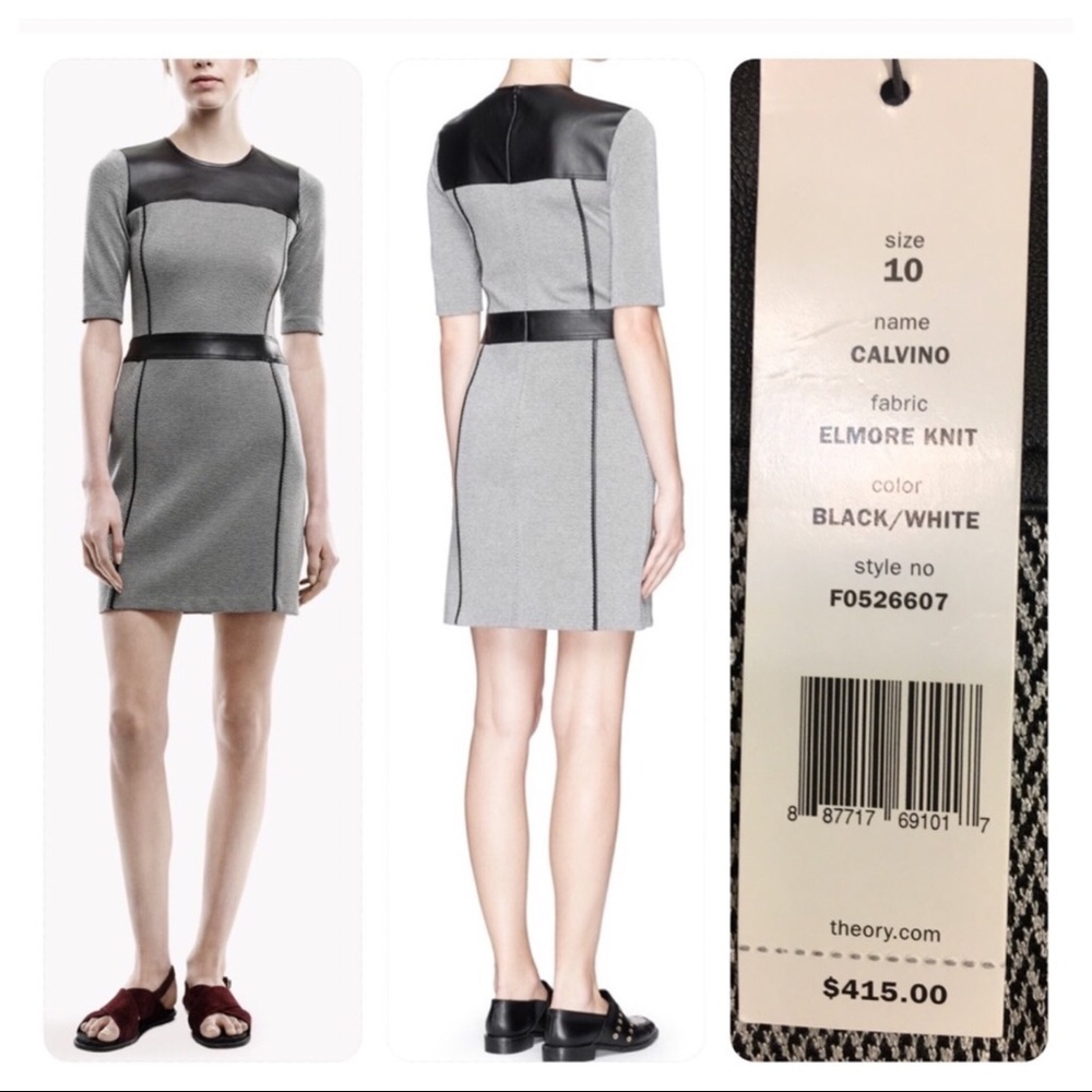 NWT! Leather! Theory leather  "Calvino" dress in Elmore